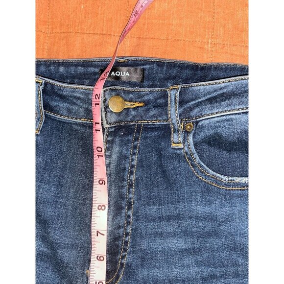 Aqua Blue Cargo Pockets Raw Hem Denim High Rise Wide Leg  Jeans Women's Size 29 - Picture 8 of 11